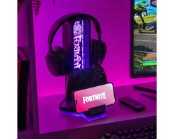Fortnite 3‑in‑1 Headphone Stand met RGB Licht & USB‑C Oplaadpoorten – Officieel Gelicentieerd Gaming Bureau Accessoire- Paladone