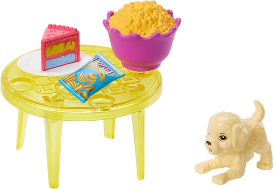 Barbie Speelkamer met 2 poppen en allerlei accessoires -Bed - Bank - Huisdieren - Tafelvoetbal - Kast - Eettafel - Televisie — afbeelding 4