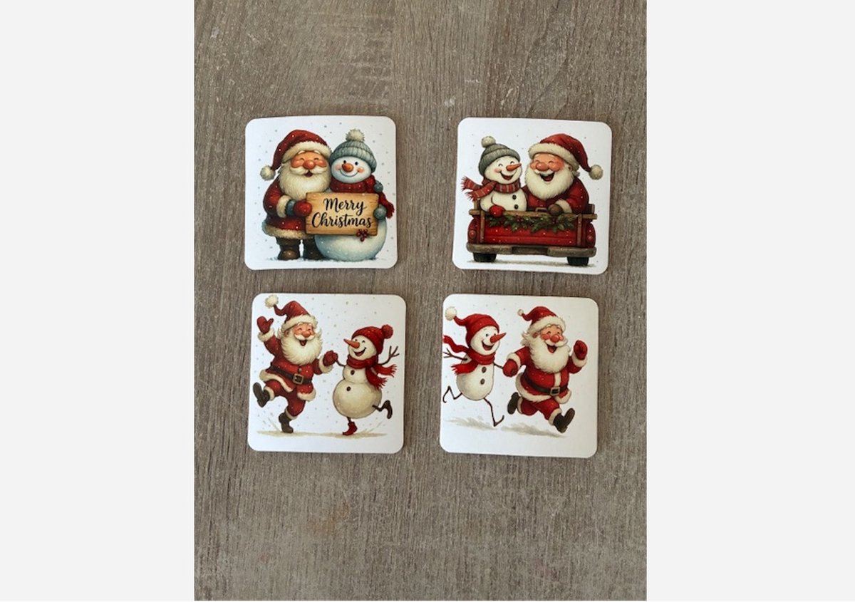 Kerst onderzetters setje van 4 stuks kurk