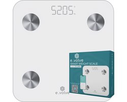 e.volve Weegschaal Personenweegschaal Digitaal - 20x - Wit - Slimme Weegschaal met Lichaamsanalyse - Digitale Weegschaal - Incl. App