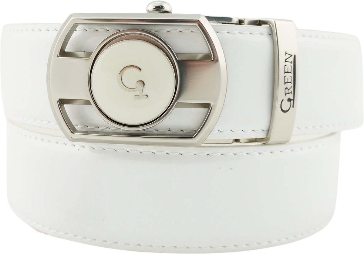 ®Green Golfriem Heren Pro - Verstelbare Riem - Riem Heren en Dames - Golfen - Zonder Gaatjes - Golf Marker - kleur white matt