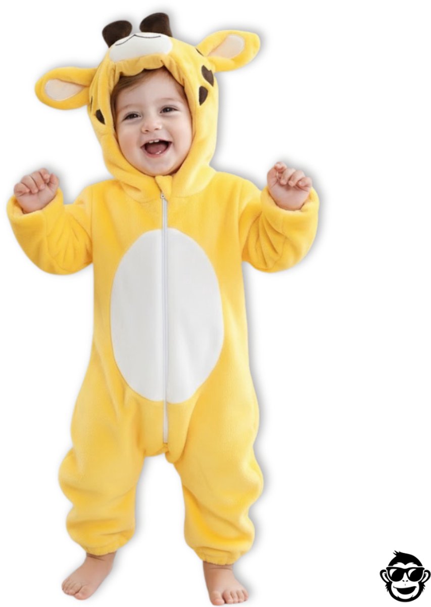 BoefieBoef Dieren Kleuter Onesie Peuter Pyjama Kinderen 2 tot 4 jaar – Verkleedkleding met Luierrits – Carnaval Dierenpak - Kerst en Kraamcadeau - Zacht Flanel - Baby Romper - Boxpak - Jongens - Meisjes - Kruippak - Winterpak - Giraffe Geel Animal — afbeelding 7