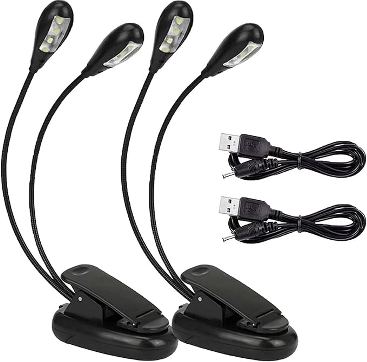 Ynkkvre - Leeslamp - Boeklamp - Muziekstandaardlamp - Clip-on pianolamp - Boekkimlamp - 8 LED-verlichting - 360° flexibele nek - Flikkervrij licht - Oplaadbaar via USB
