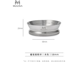 MUVNA - Barista Dosing Ring - Espresso - Koffie - 8 magneten - Professionele kwaliteit - Grijs - Aluminium en staal - 58mm voor E61 filterdrager