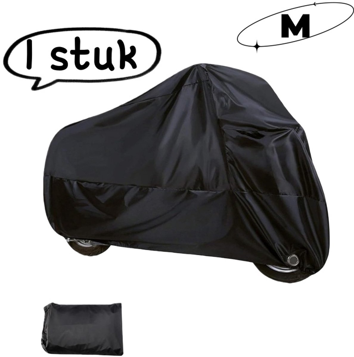 1 stuk - Motorhoes - Volledige dekking, regen- en zonbescherming, beschermhoes voor alle seizoenen - Geschikt voor de meeste motorfietsen en scooters - Maat M (200*90*100cm) - Zwart