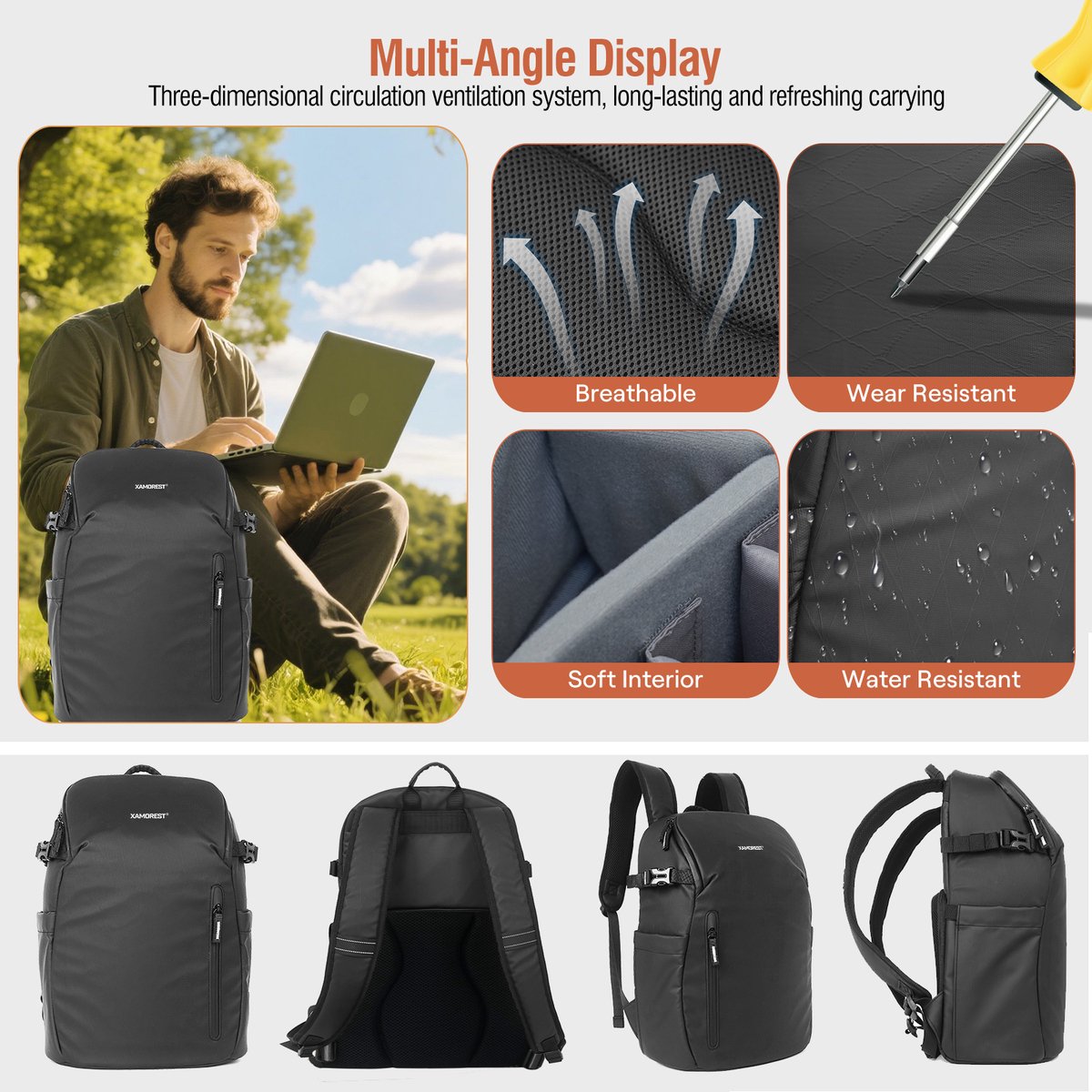 Auerberg Pro C18 Xamorest rugtas rugzak cameratas fototas voor Canon Nikon Olympus Fuji Pentax Sony foto camera video 18L thumbnail 3