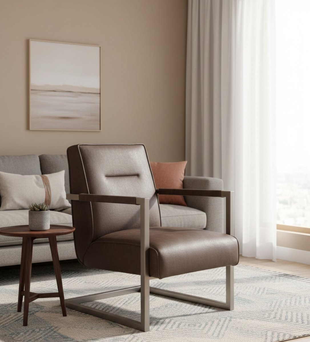 Fauteuil Comfort Microvezel – Grijs – Stijlvolle Eetkamer- en Woonkamerstoel – Met Armleuningen & Nosag Zitting – 65 x 75 x 85 cm – Altameubel