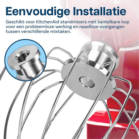 Garde - Garde Geschikt voor K45WW KitchenAid draadgarde - Vervangende staande mixer - Keukenmix Accessoires - Aluminium Opzetstuk Eierklopper - Taart Mayonaise Garde van KitchenAid — afbeelding 2