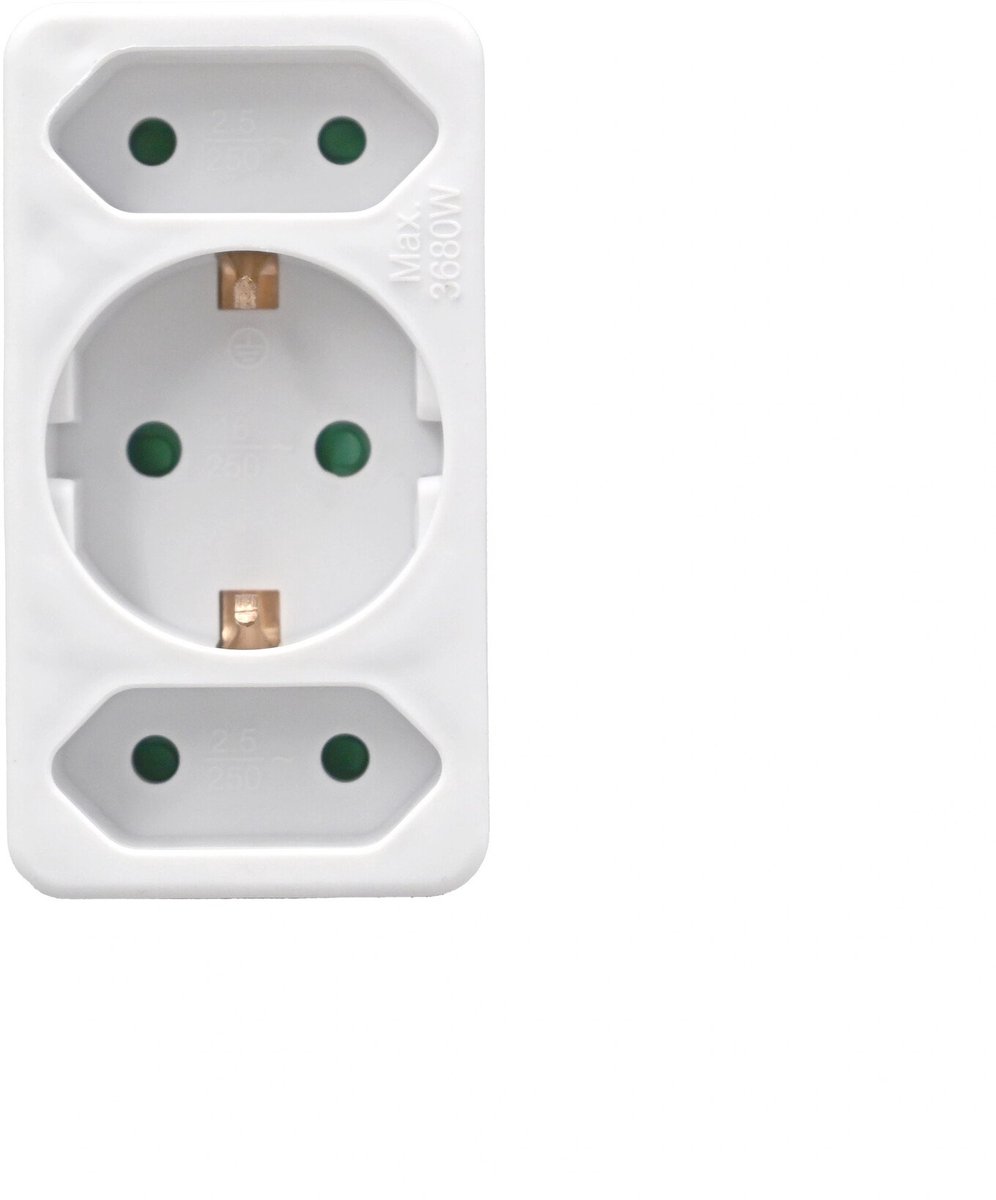 Elektrawebshop Stopcontact verdeelstekker 2-voudig euro + 1-voudig met randaarde - 226628