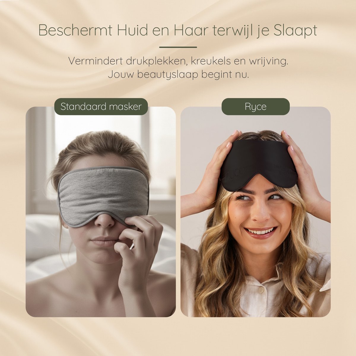 Ryce® Zijden Slaapmasker - Oogmasker - Vrouwen & Mannen - Cadeau - Zwart — afbeelding 2