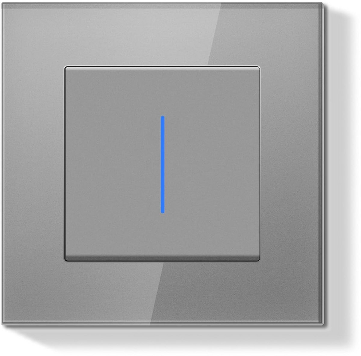 Moderne inbouw lichtschakelaar 1-voudig met glazen frame 86 x 86 mm voor woonkamer en slaapkamer