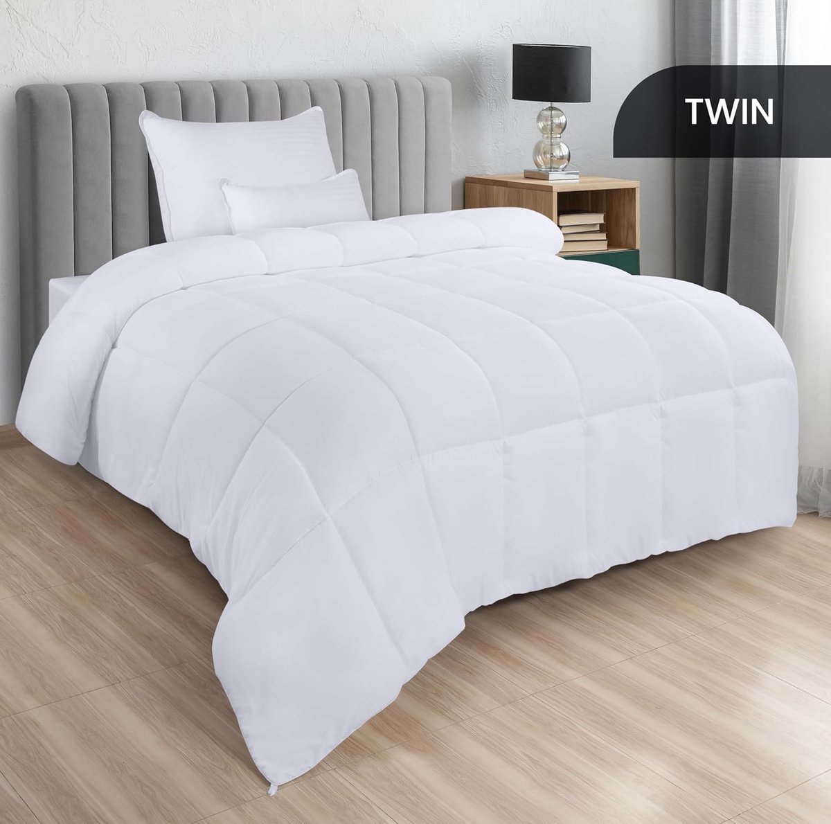 Candala Winter Bedding Alternatief voor donzen dekbed, voor het hele seizoen, pluche dekbed met vulling van gesiliconiseerde vezels, gestikt in box-stijl (wit, tweepersoons bedden van 137 of 152 cm breed