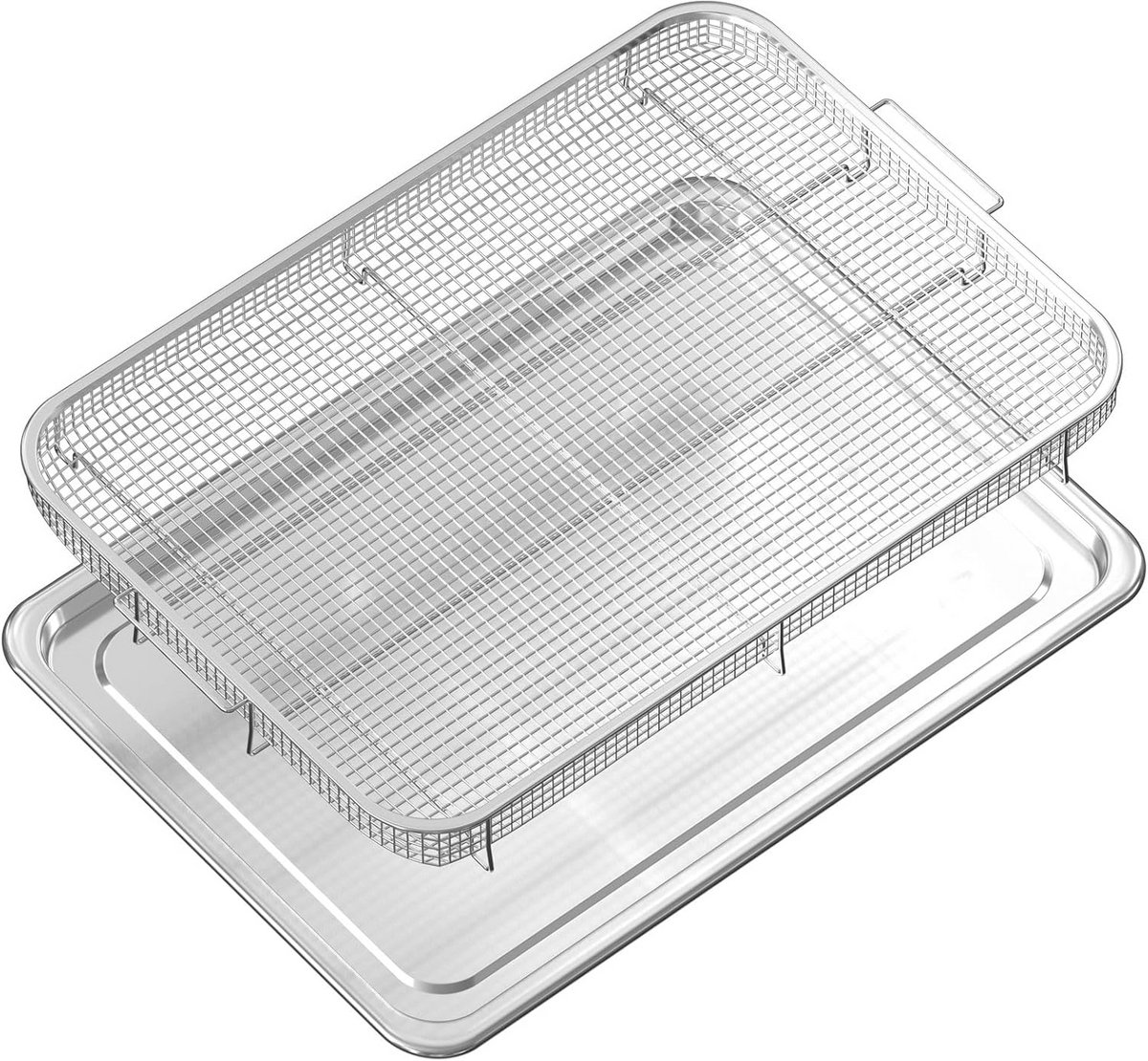 Grote Airfryer Mand en Tray voor Oven - 47,5cm x 32,5cm - Roestvrijstalen Set voor Gezond Bakken