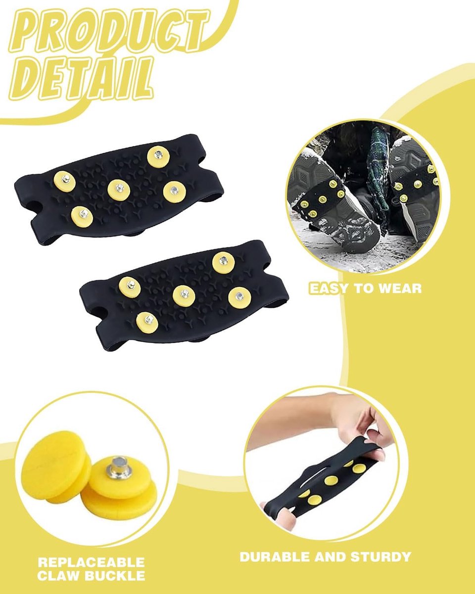 Candala Anti-slip schoenspikes stijgijzers schoenspikes sneeuw en ijs antislip schoenklauwen met tanden ijspikes voor dames en heren winter outdoor sport wandelen ijsvissen Zwart