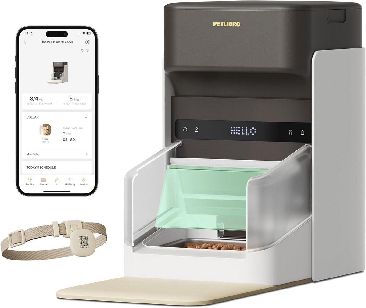 Automatische voederdispenser voor katten met RFID-technologie en smartphone app - 1-10 maaltijden