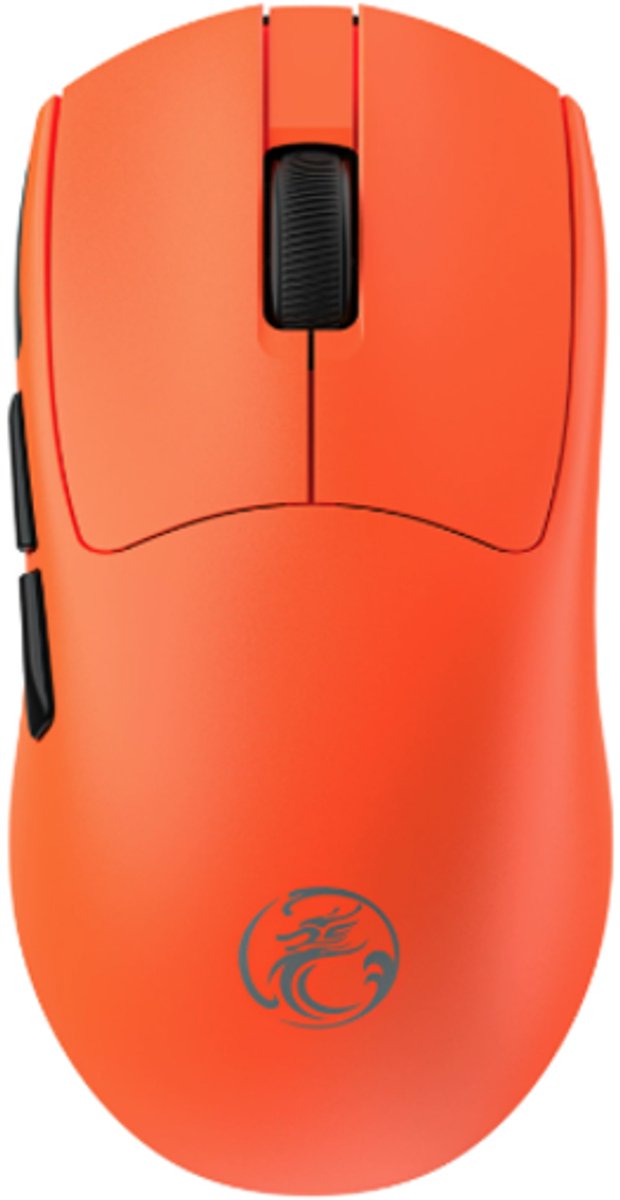 Elementkey Zairos Triple-Mode Wireless Muis – BT/Bekabeld/2.4GHz – 12800 DPI Sensor – 1000Hz – Type-C Charging – Ultralicht 56g – Ergonomisch – 10m Range – 6 Knoppen - Oranje