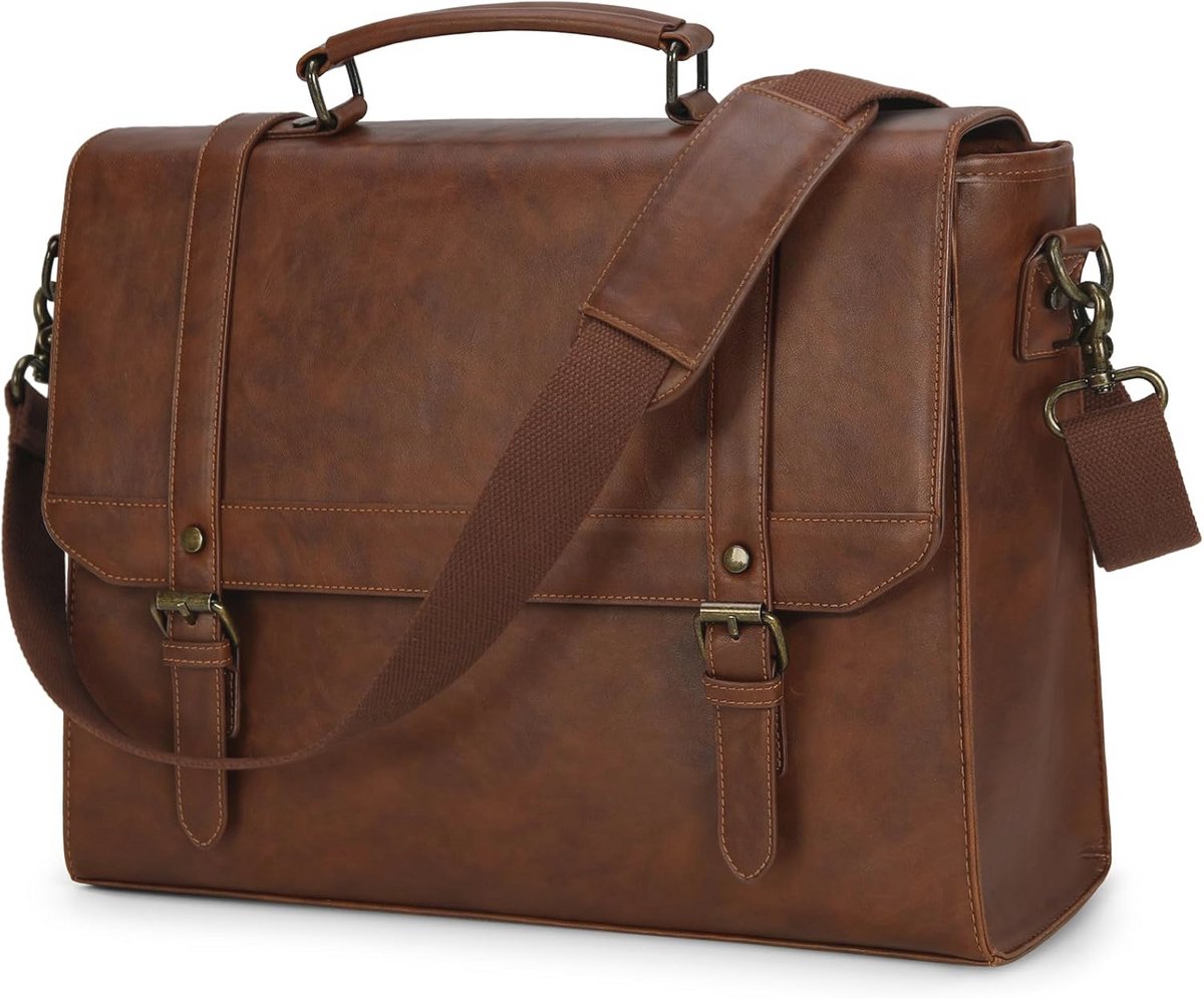 Waterdichte Vintage Aktetas voor Heren - 15,6 inch Laptop Schoudertas