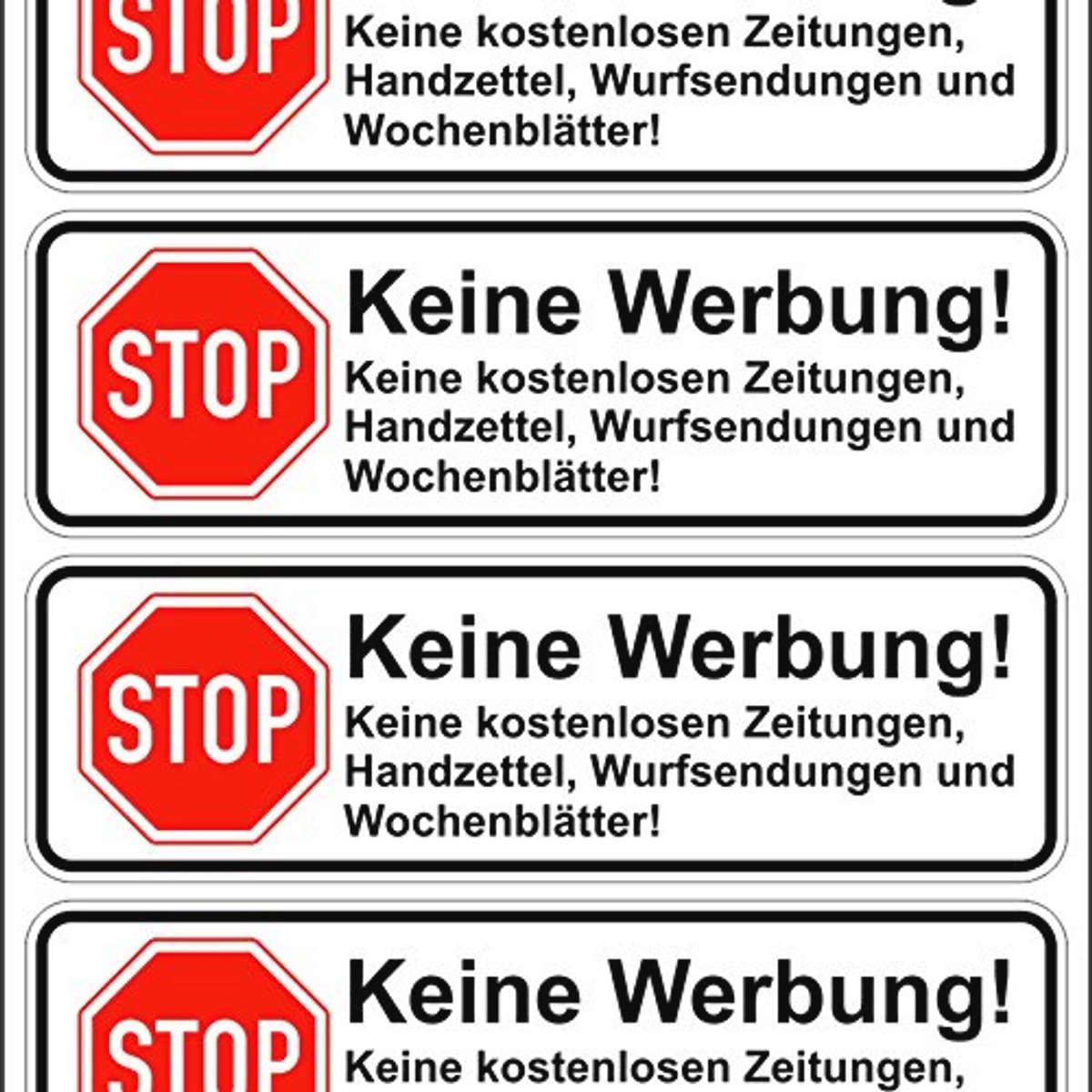 Geen reclame sticker voor brievenbus - Losse verwijderbare stickers in wit of aluminium geslepen