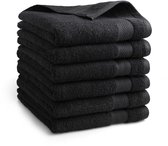 DoubleDry Hotel Handdoeken 50 x 100 cm – Set van 6 – 100% Katoen 500 g/m2 – Zacht & Absorberend - Zwart