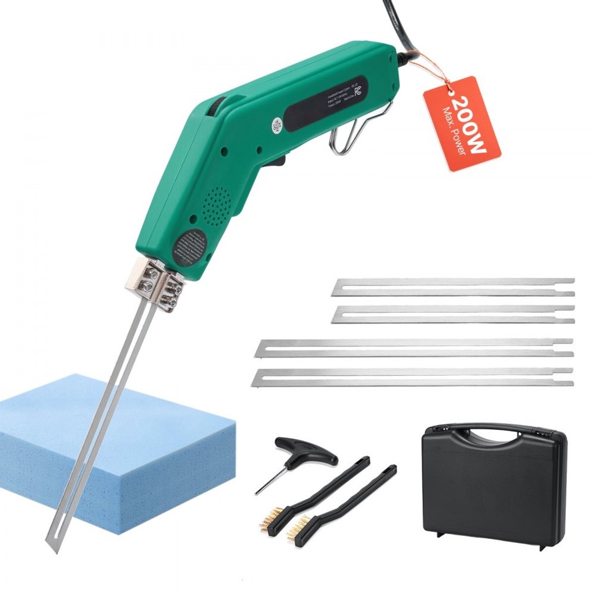 Piepschuimsnijder - Elektrisch Heetmes - Vermogen 200 W - Temperatuur 50-500°C Instelbaar - Snijbladen 150 mm & 200 mm - Voor Piepschuim & KT-platen - Met Gereedschapskist