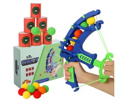 foto van Boncy® Blikgooien Boog & Ballen - Boogschieten Speelgoed voor Jongens & Meisjes - Handboog Spelletjes voor Kinderen Pijl en Boog - Binnen & Buiten Kinderspeelgoed 3 4 5 6 8 10 + Jaar - Buitenspeelgoed Tuin Buitenspel Kinder Peuter Spellen Cadeau Kind