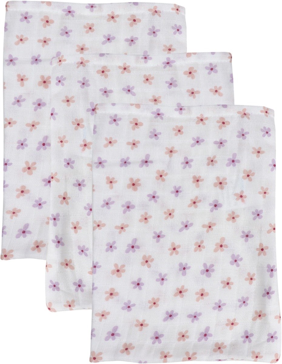 MamaLoes Bloemen 15 x 21 cm 3 Stuks Hydrofiel Washandjes