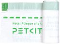 PETKIT afvalzakken op rol, transparante zakken met groene perforatie en opdruk.