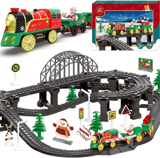 Goodivery® - Kersttrein - Batterijgevoede Speelgoedtrein Met Muziek En Verlichting - Gemotoriseerde Trein Compatibel Met Brio