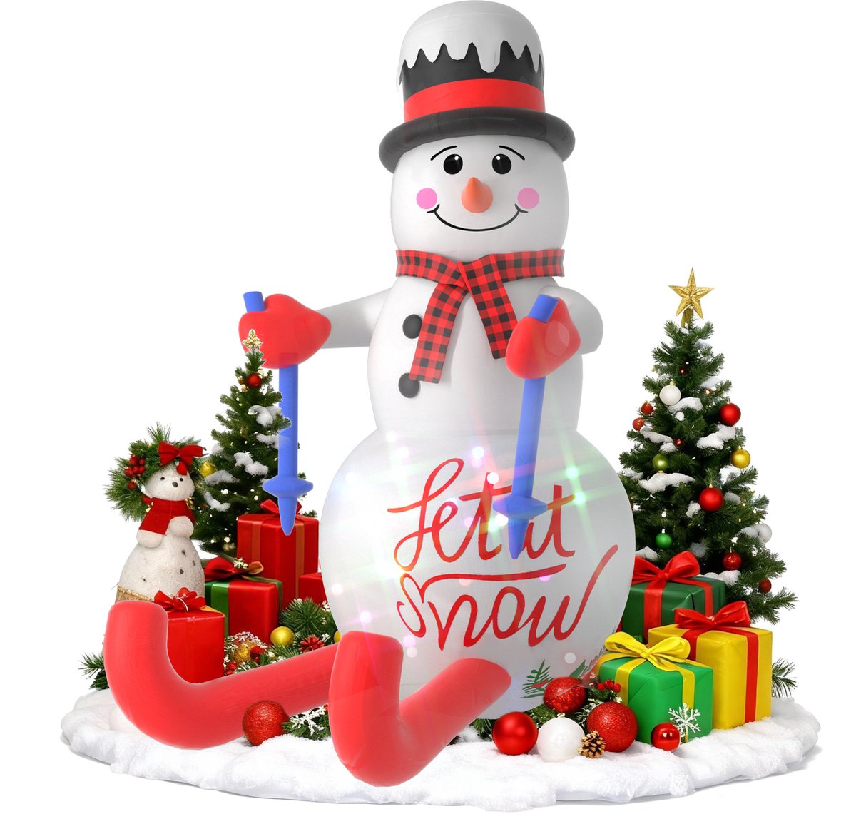 NAIZY Opblaasbare sneeuwpop met verlichting en stille blazer 180 cm Opblaasbare kerstfiguren Kerstdecoratie Ornament voor binnen- en buitengebruik