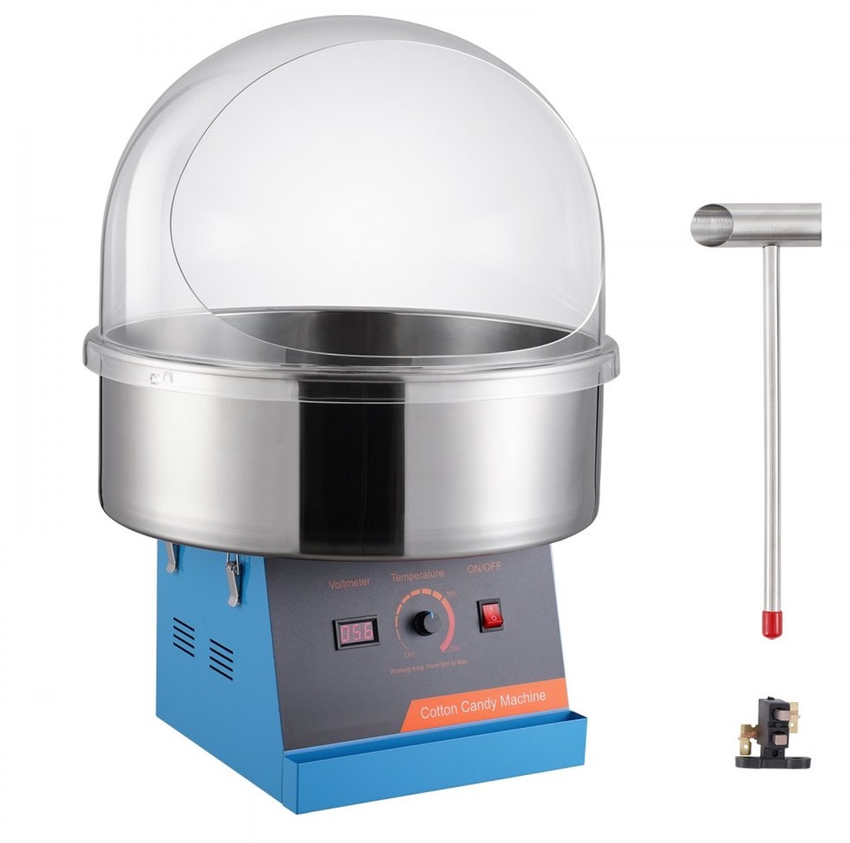 Suikerspinmachine Elektrisch - Suikerspinmachines - Mini Suikerspin - Suikerspinmaker - 1000W - RVS Kom - Instelbare Temperatuur - Suikerschep Inclusief – Voor Feest - Kermis & Evenementen - Blauw met Hoes