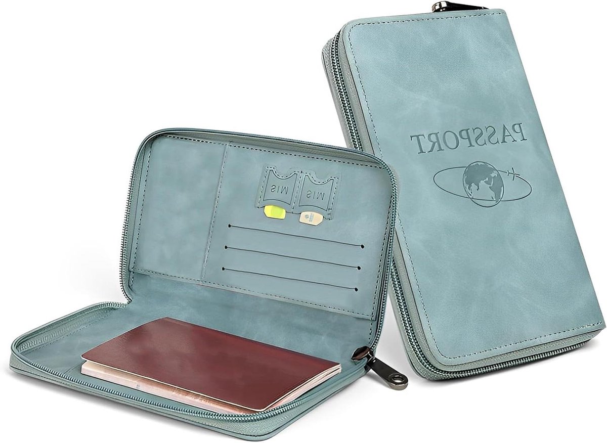 EGoods - Paspoorthoes en Reisdocumenten Organizer voor Creditcards en ID-kaart - Blauw - 19cm x 11.5cm x 2.5cm