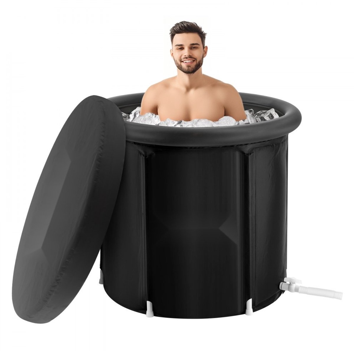 IJsbad - Opblaasbaar Dompelbad - 85 cm Lang - 398 Liter Capaciteit - Koudwatertherapie en Herstel - Draagbaar en Opvouwbaar - Met Deksel - Voor Volwassenen en Atleten