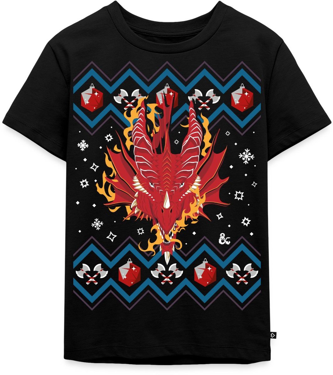 Dungeon & Dragons DND Drakenkop Ugly Christmas Premium T Shirt Kinderen