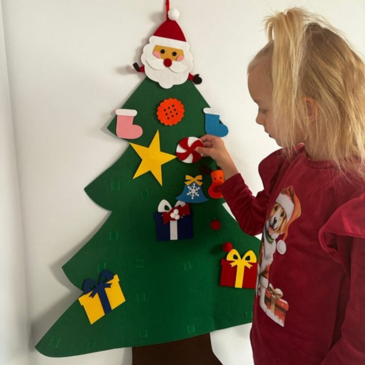 Ruhhy DIY Vilt Kerstboom - Inclusief 26 Versieringen - Herbruikbare Kerstdecoratie – foto 3