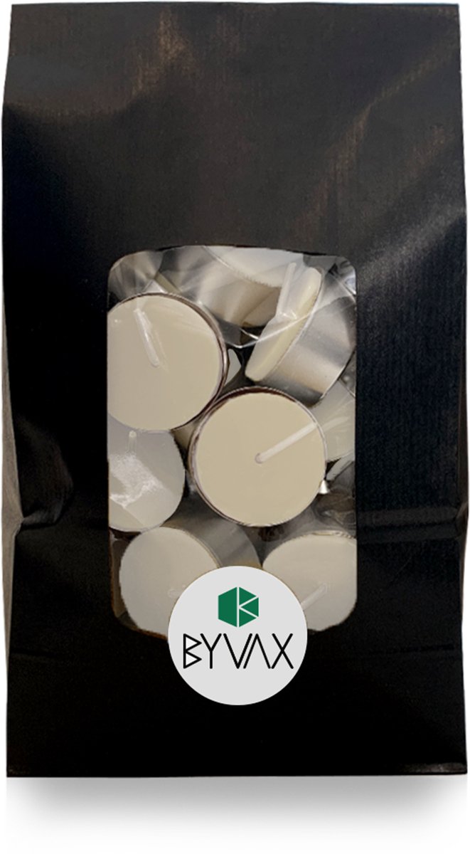 Bijenwas Waxinelichtjes in zak | WIT | 48 stuks | 100% Zuiver Bijenwas | Brandduur 5 uur