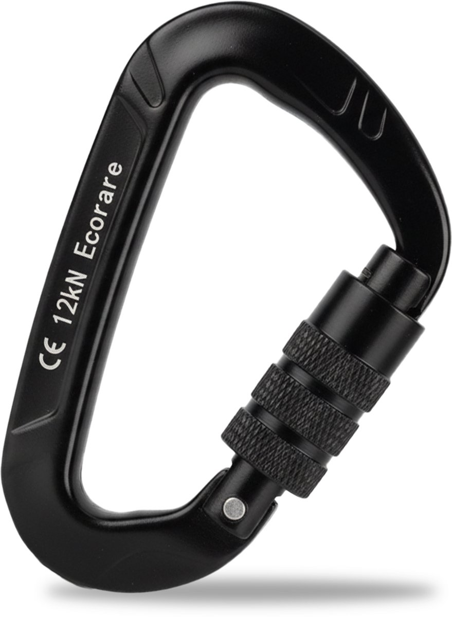 Ecorare - Karabijnhaak - 8 cm - Aluminium - met Twistlock - 12 kN carabiner