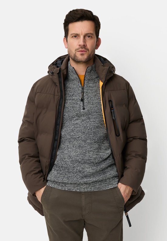 camel active teXXXactive® functionele jas met verstelbare zoom en capuchon - Maat menswear-48 - Donkerbruin