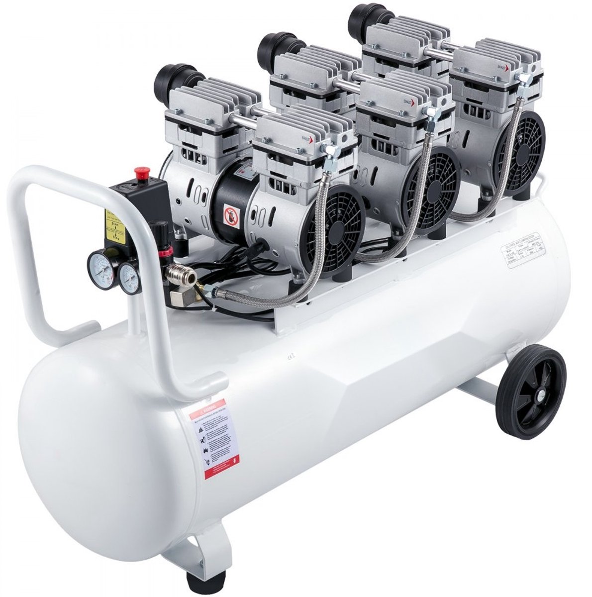 Olievrije Luchtcompressor - Fluisterstil - 100 L Tank - 2 Drukmeters - Voor Schilderen & Huisreparaties - Vloerverwarming Reinigen - Perslucht Toepassingen – foto 7
