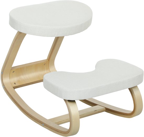 Chaise à genoux HOMCOM - Bois de bouleau - 50 x 73 x 55 cm - Crème