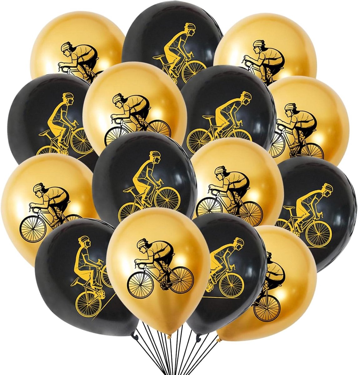 EGoods - Decoratieve ballonnen voor jongensverjaardag - 18 stuks - zwart goud heliumballonnen - feestdecoratie fiets thema