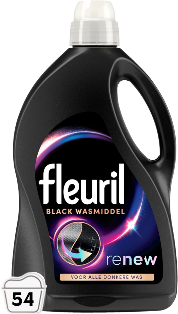Fleuril Black - Vloeibaar Wasmiddel - Donkere en Zwarte Was - 54 Wasbeurten - Grootverpakking