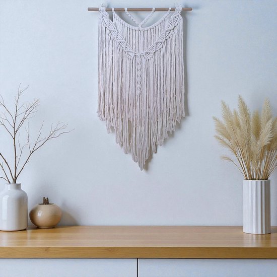 Cafuné Macramé Pakket – DIY Boho Wandkleed Ecru 50×75 cm – Compleet Knutselpakket Volwassenen – Cadeau Idee – Wanddecoratie Katoen