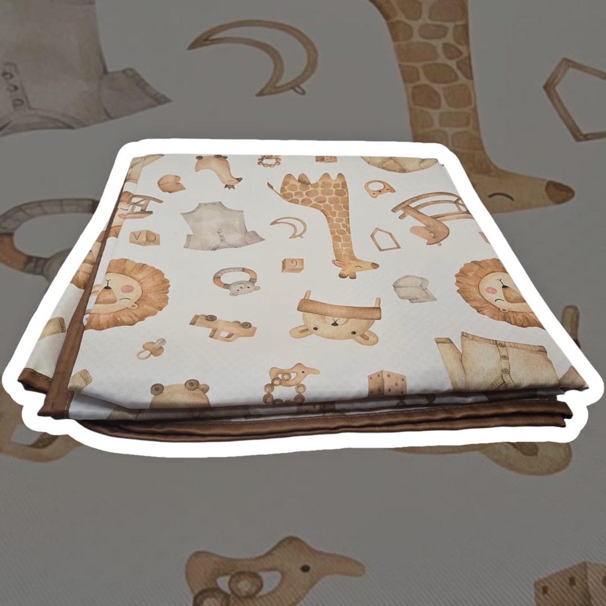 AliRose Knoeimat – Waterproof & Anti-slip – Leeuw & Giraf Design – 110x110 cm