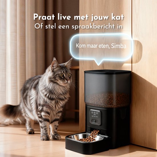 Cecotec Pumba 6000 Purrfect Meal Smart Vision Automatische voerdispenser voor katten en honden, wifi, camera, voicerecorder, 6 liter, portiecontrole, alarm, roestvrijstalen kom