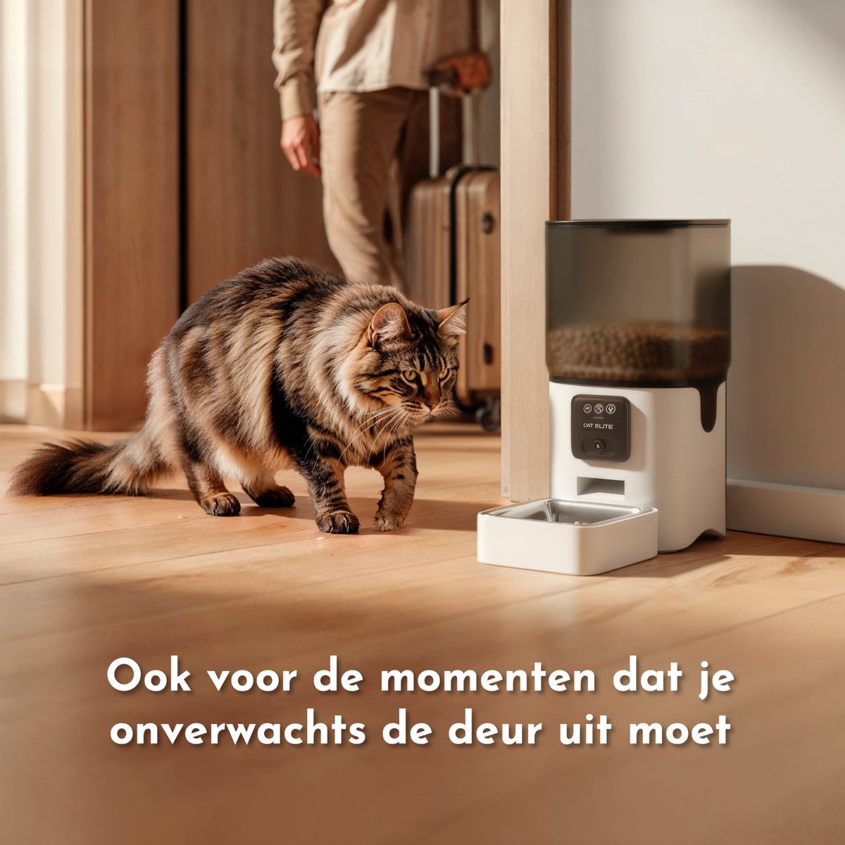 CatElite® - Automatische Voerbak Kat | Sync - 6L Voerdispenser RVS - HD Camera & Audio - Dual WiFi 5Ghz & 2.4Ghz - Night Vision - Voerautomaat Dispenser met Smart App - Voor Droogvoer - Wit thumbnail 7