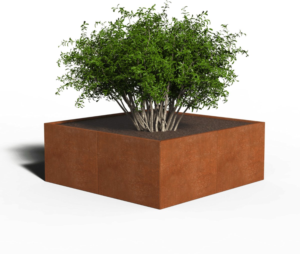 Cortenstaal Plantenbak Vierkant | 160 x 160 x 60 | Zonder bodem