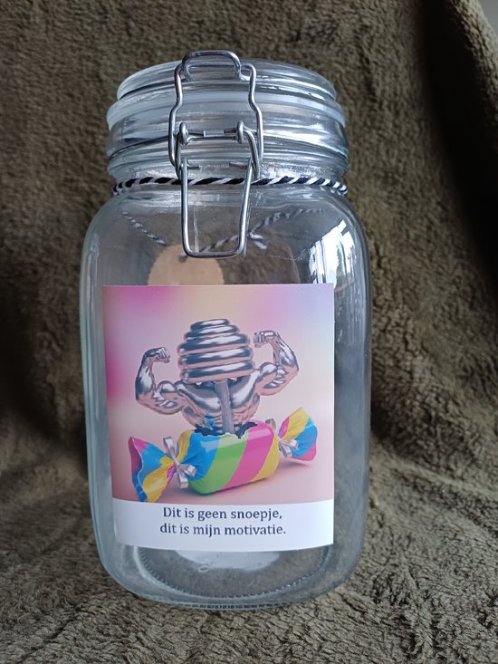 Snoeppot Glas met Beugelsluiting - Dit is mijn Motivatie! - Fitness & Grappig Cadeau