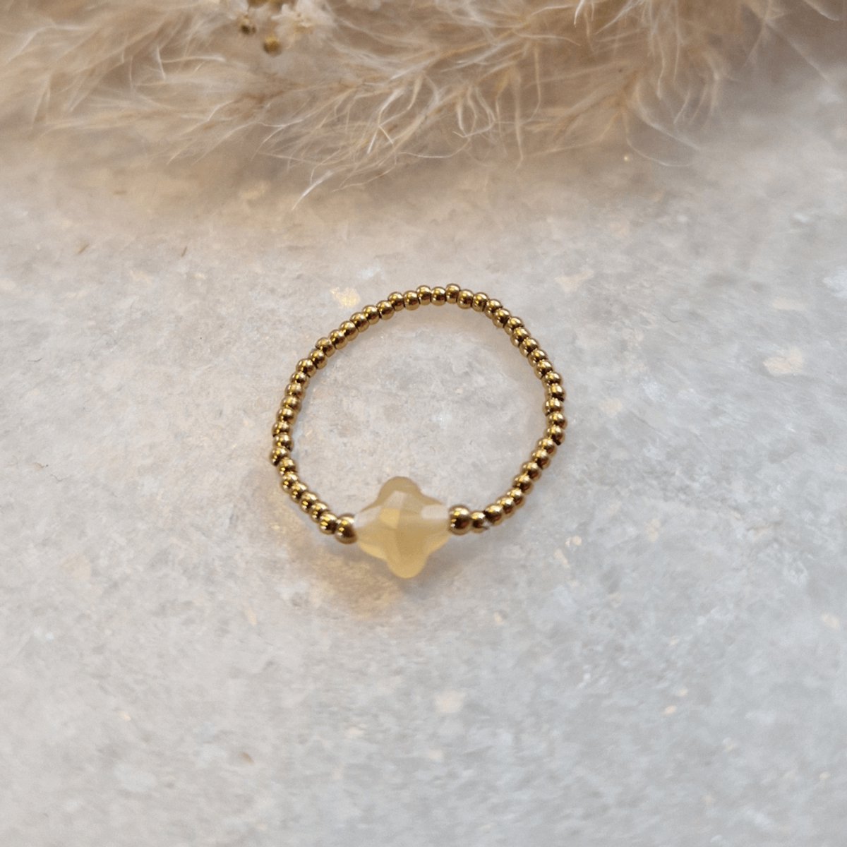 By jam - Ring clover champagne gold - kadotip - stainless steel