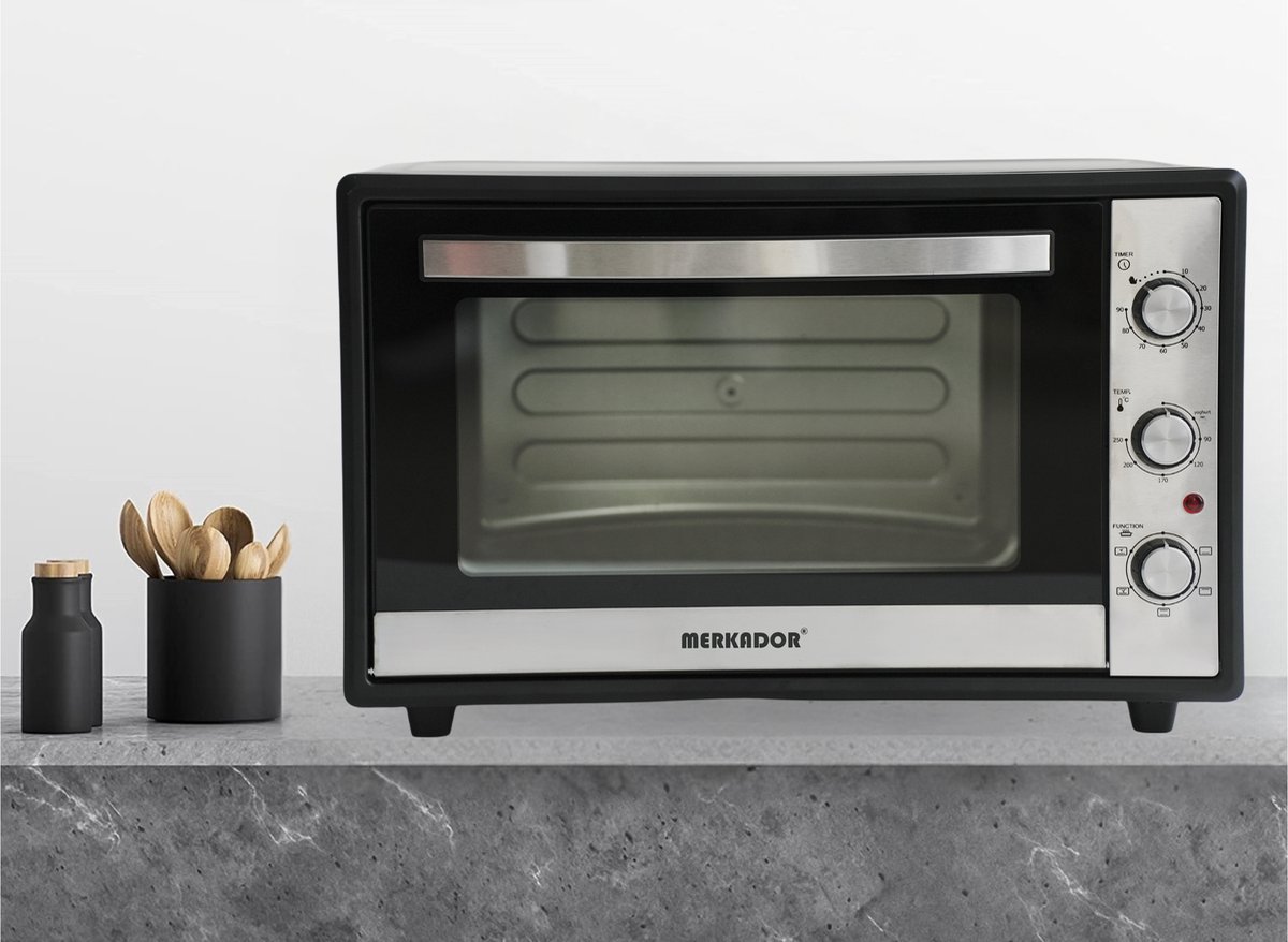Merkador XL Vrijstaande Oven - 65 Liter - 2000 Watt - Hetelucht - RVS Afwerking - Eenvoudig Te Reinigen Geëmailleerde Binnenruimte – foto 7