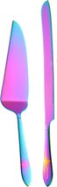 House of Husk Taartmes en Taartschep Set - Taartsnijder - Cakemes - Cakesnijder - 2 Stuks - Rainbow